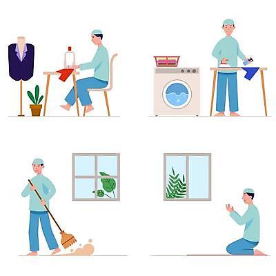 EPS 해외이미지 직업 캐릭터 남자 종교 일러스트 비즈니스 창문 주택 사람 소년 기계 펼침 기도 직물 업무 작업 사회 보호 씻기 빨래 바느질 이슬람교 빗자루 종업원 예방 땀 재단 시민 갈퀴 소셜 프리랜서 해외일러스트 일러캐릭터 어린이 컨셉 가사 모션 건물 청결 청소도구 국민 공동체 파일형식 벡터 이미지허브