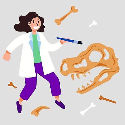 EPS 해외이미지 직업 캐릭터 여자 과학 일러스트 뼈 실험 사람 코트 흰색 붓 업무 역사 재산 실험실 플랫 만화 과학자 분석 공룡 호기심 박물관 화석 고생물 고고학 고립 스타일 해외일러스트 일러캐릭터 교육 감정 컬러 컨셉 파충류 생물 금융 외투 작업 학자 파일형식 벡터 이미지허브