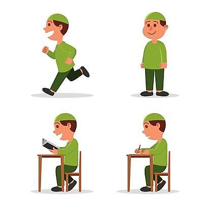EPS 해외이미지 캐릭터 학생 디자인 교육 남자 행복 종교 문화 어린이 일러스트 교실 학교 탁자 사람 소년 책 스터디 달리기 플랫 놀이터 이슬람교 만화 읽기 고립 엘리먼트 해외일러스트 일러캐릭터 감정 가구 모션 놀이 학습 파일형식 벡터 이미지허브