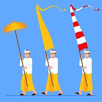 EPS 해외이미지 캐릭터 행복 종교 문화 일러스트 우산 휴가 새로움 사람 소년 장식 축제 침묵 산책 달력 기도 축하 깃발 플랫 만화 연도 순수 발리 인도네시아 신성 희생 마스코트 이국적 힌두교 해외일러스트 일러캐릭터 남자 감정 아시아 어린이 섬 컨셉 휴식 소리 파일형식 벡터 이미지허브