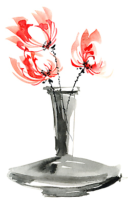 포토 JPG 해외이미지 꽃잎 꽃 줄기 분홍색 일러스트 캘리그라피 붓터치 수묵화 미술 사람없음 꽃병 동양화 번짐 해외일러스트 식물 컬러 문화예술 파일형식 효과 이미지허브