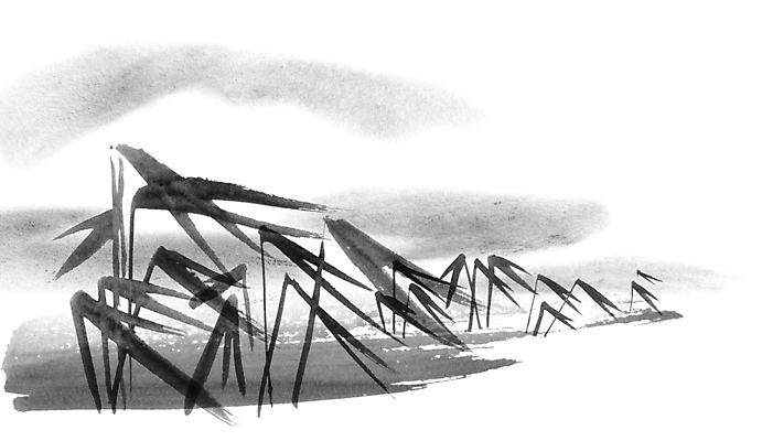 JPG 해외이미지 일러스트 붓터치 수묵화 사람없음 검은색 대나무 동양화 번짐 해외일러스트 나무 컬러 미술 파일형식 효과 이미지허브