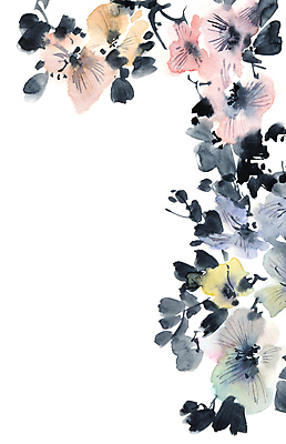 포토 JPG 해외이미지 꽃잎 꽃 줄기 일러스트 캘리그라피 붓터치 수묵화 미술 사람없음 동양화 번짐 해외일러스트 식물 문화예술 파일형식 효과 이미지허브