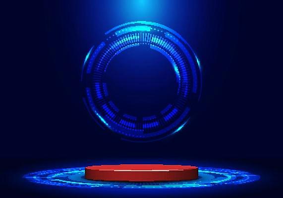 EPS 해외이미지 디자인 과학 백그라운드 컨셉 일러스트 비즈니스 추상 미래 기술 실험 그래픽 파란색 빛 3D 우주 디지털 스크린 공백 콘서트 방 무대 게임 원형 사이버 받침대 진열장 쇼 장면 공상 스포트라이트 단상 대회 인터페이스 지휘대 테크노 가상 해외일러스트 도형 컬러 무늬 놀이 공연 디지털합성 파일형식 벡터 이미지허브