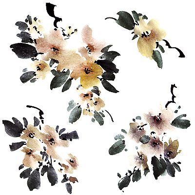 포토 JPG 해외이미지 꽃잎 꽃 줄기 잎 일러스트 캘리그라피 붓터치 수묵화 미술 사람없음 갈색 동양화 번짐 해외일러스트 식물 컬러 문화예술 파일형식 효과 이미지허브