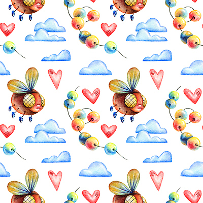 JPG 해외이미지 디자인 백그라운드 패턴 여러마리 일러스트 사람없음 패턴백그라운드 하트 구슬 파리_곤충 해외일러스트 모양 다수 곤충 무늬 파일형식 이미지허브