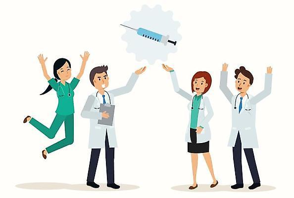 EPS 해외이미지 전신 여자 남자 일러스트 주사기 서기 들기 여러명 성인 점프 만세 의료진 의사 백신 서류판 성인만 코로나바이러스 백신개발 델타변이바이러스 오미크론 해외일러스트 직업 다수 의학 의료기기 모션 사람 사무용품 바이러스 개발 파일형식 벡터 이미지허브