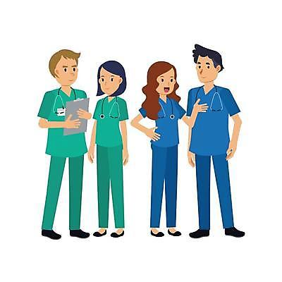 EPS 해외이미지 전신 여자 남자 허리손 일러스트 청진기 서기 들기 여러명 성인 의료진 의사 간호복 서류판 성인만 해외일러스트 직업 포즈 다수 유니폼 의학 의료기기 모션 사람 사무용품 파일형식 벡터 이미지허브