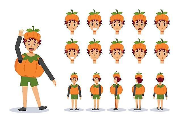 EPS 해외이미지 전신 캐릭터 남자 행복 얼굴 어린이 오렌지 일러스트 호박 휴가 미술 사람 소년 그래픽 세트 파티 기쁨 할로윈 축하 표현 플랫 만화 수집 애니메이션 고립 마스코트 아바타 해외일러스트 일러캐릭터 감정 컨셉 채소 과일 문화예술 이벤트 신체부위 파일형식 벡터 이미지허브