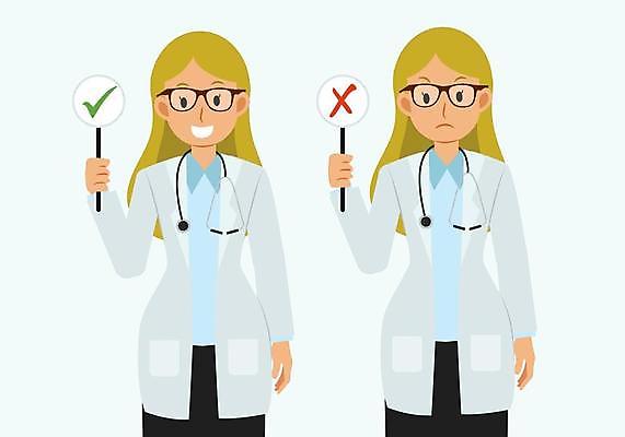 EPS 해외이미지 여자 일러스트 들기 상반신 성인 두명 팻말 의료진 의사 거절 승낙 승인 엄격한 성인여자만 해외일러스트 직업 컨셉 의학 모션 프레임 사람 여자만 성인만 파일형식 벡터 이미지허브