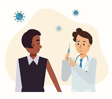 EPS 해외이미지 남자 일러스트 주사기 들기 상반신 성인 두명 의료진 의사 백신 성인남자만 코로나바이러스 백신접종 델타변이바이러스 오미크론 해외일러스트 직업 의학 의료기기 모션 사람 바이러스 접종 남자만 성인만 파일형식 벡터 이미지허브