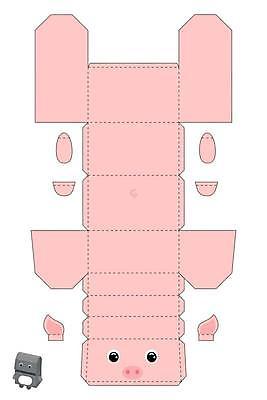 EPS 해외이미지 일러스트 사람없음 돼지 종이접기 DIY 목업 전개도 해외일러스트 종이 포유류 취미 접기 파일형식 벡터 이미지허브