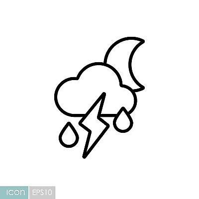 EPS 해외이미지 구름 계절 일러스트 하늘 바람 날씨 물 여름 어둠 달 떨어짐 야간 번개 예측 달빛 심볼 사인 윤곽 폭풍 흐림 뇌우 해외일러스트 자연요소 컨셉 파일형식 벡터 이미지허브