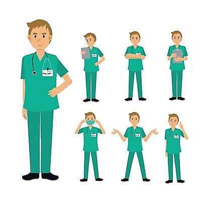 EPS 해외이미지 전신 남자 허리손 일러스트 마스크 서기 들기 여러명 성인 팔짱 의료진 의사 최고 집중 확인 따봉 서류판 성인남자만 해외일러스트 직업 포즈 다수 컨셉 의학 모션 사람 사무용품 남자만 성인만 파일형식 벡터 이미지허브