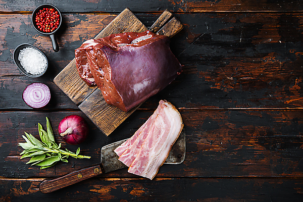 포토 JPG 해외이미지 사람없음 소고기 소금 베이컨 후추 소간 적양파 해외포토 양파 육류 돼지고기 향신료 파일형식 이미지허브