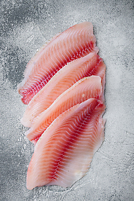 포토 JPG 해외이미지 분홍색 회색배경 육류 어류 사람없음 신선 해산물 날것 생식 틸라피아 해외포토 컬러 백그라운드 식재료 수중동물 회색 민물고기 파일형식 이미지허브