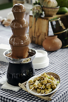 포토 JPG 해외이미지 접시 탁자 디저트 실내 사람없음 아웃포커스 초콜릿 흐름 달콤 과일꼬치 퐁듀 해외포토 식기 음식 가구 컨셉 촬영기법 내부 꼬치 맛 파일형식 이미지허브