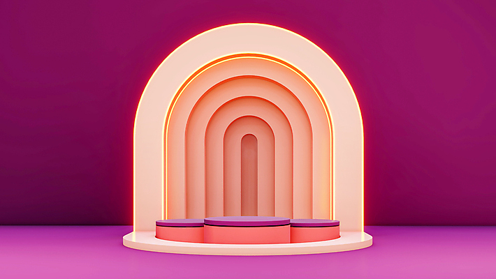 포토 JPG 해외이미지 분홍색 백그라운드 사람없음 3D 공간 디지털합성 단상 입체도형 포디움 미니멀 해외포토 도형 컬러 무대 입체 파일형식 이미지허브