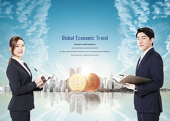 PSD 구름 편집이미지 여자 남자 비즈니스 하늘 서기 미소 정장 빌딩 상반신 20대 성인 두명 금융 파란색 빛 글로벌비즈니스 한국인 도시 비즈니스맨 비즈니스우먼 금융비즈니스 성인만 가상화폐 이미지편집 자연요소 옷 컬러 돈 모션 표정 사람 동양인 청년 건물 경제 글로벌 직장인 파일형식