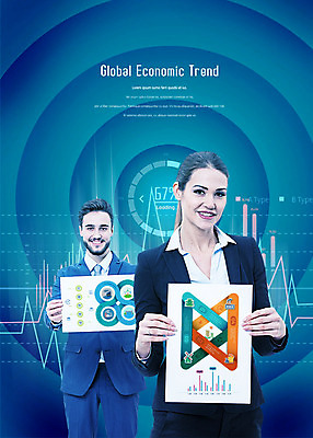 PSD 서양인 외국인 편집이미지 여자 남자 그래프 들기 정장 상반신 20대 성인 두명 앞모습 파란색 글로벌비즈니스 비즈니스맨 비즈니스우먼 원형 금융비즈니스 성인만 이미지편집 도형 옷 뷰포인트 컬러 비즈니스 모션 사람 인종 청년 금융 글로벌 직장인 파일형식