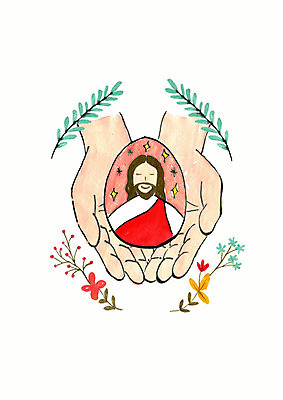 PSD 손 남자 꽃 종교 일러스트 붓터치 나뭇잎 사랑 한명 들기 사람 상반신 성인 신체부위 교회 천주교 예수 부활절계란 국내일러스트 식물 1 감정 잎 종교건축 모션 부활절 건물 계란 신_종교 파일형식