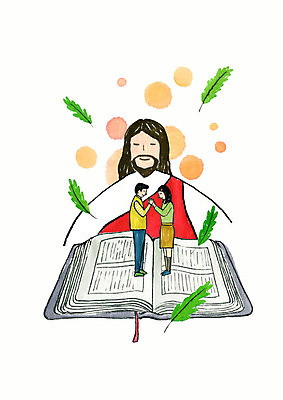 전신 PSD 커플 여자 남자 기독교 종교 일러스트 붓터치 나뭇잎 부활절 사랑 미소 사람 상반신 성인 세명 교회 마주보기 손잡기 성경 기도 예수 국내일러스트 기념일 감정 잎 종교용품 관계 종교건축 모션 표정 건물 신_종교 파일형식