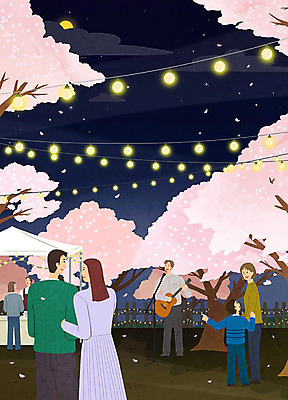 전신 PSD 커플 여자 남자 행복 어린이 연주 일러스트 노래 가족 전등 사람 이벤트 여러명 성인 친구 축제 봄 공연 벚꽃 기타 벚나무 야간 꽃비 꽃축제 지역축제 봄축제 대한민국축제 국내일러스트 자연요소 나무 계절 꽃 감정 음악 다수 관계 현악기 조명 파일형식