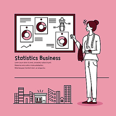 전신 옷 여자 패션 분홍색 일러스트 비즈니스 통계 그래프 줄자 한명 사람 빌딩 성인 건물 상점 직물 플랫 마네킹 디자이너 사회이슈 복고 창업 옷가게 소호 국내일러스트 AI파일 직업 1 건축물 컬러 컨셉 자 자영업 파일형식 벡터