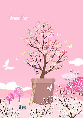 전신 PSD 나무 여자 남자 꽃 화분 분홍색 나비 연주 여러마리 일러스트 사다리 자연 사람 앉기 풍경 여러명 성인 야외 환경 수레 봄 벚꽃 나뭇가지 기타 식목일 물주기 에코 매화 힐링 동산 그린데이 그린슈머 국내일러스트 식물 계절 기념일 음악 컬러 다수 곤충 모션 데이이벤트 현악기 카트 도구 생태계 파일형식