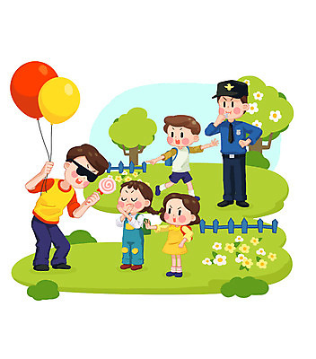 전신 PSD 여자 남자 초등학생 어린이 일러스트 사탕 사람 잔디 초원 여러명 성인 초록색 유치원생 가리킴 범죄 경찰 유혹 예방 풍선 안전사고 안전교육 납치 사고예방 신고 국내일러스트 식물 직업 학생 교육 컬러 다수 컨셉 디저트 안전 손짓 사건 파일형식