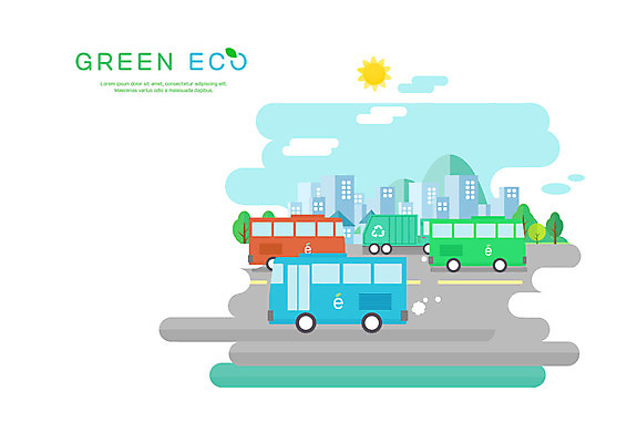 PSD 도로 일러스트 빌딩 사람없음 태양 회색 도시 그린에너지 에코 전기자동차 국내일러스트 자연요소 길 컬러 교통시설 자동차 건물 환경 에너지 파일형식