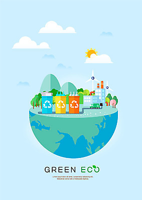 PSD 나무 구름 지구 하늘색 일러스트 공장 사람없음 태양 자연보호 그린캠페인 재활용 에너지 그린에너지 풍력에너지 에코 분리수거 국내일러스트 자연요소 식물 캠페인 공업 자연 파란색 환경 보호 친환경 파일형식