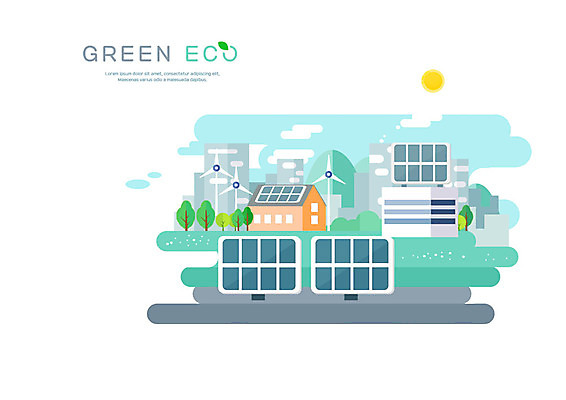 PSD 일러스트 주택 사람없음 회색 그린에너지 에코 태양에너지 집열판 실외기 국내일러스트 컬러 건물 환경 에너지 파일형식