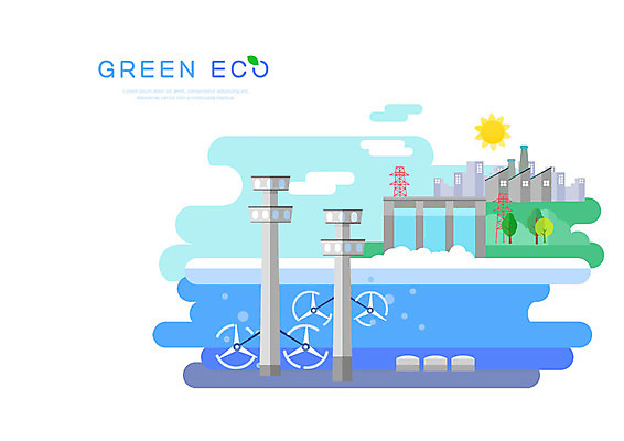 PSD 나무 일러스트 공장 사람없음 건물 물 태양 그린에너지 댐 에코 시스템 빗물 수력발전 수력발전댐 정화 조력발전 국내일러스트 에너지의날 자연요소 식물 건축물 공공시설 기념일 공업 환경 에너지 비_날씨 발전 수력에너지 파일형식