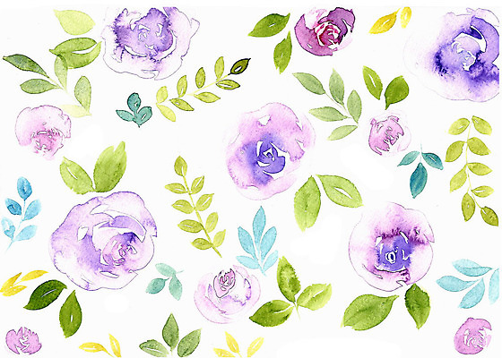 PSD 식물 꽃 잎 패턴 일러스트 붓터치 수채화 따뜻함 사람없음 컬러풀 화려 감성 플라워패턴 국내일러스트 컬러 컨셉 무늬 파일형식