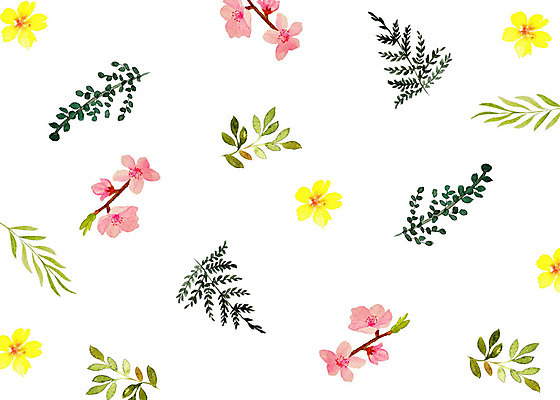 PSD 식물 꽃 잎 패턴 일러스트 붓터치 수채화 따뜻함 사람없음 컬러풀 화려 감성 플라워패턴 국내일러스트 컬러 컨셉 무늬 파일형식