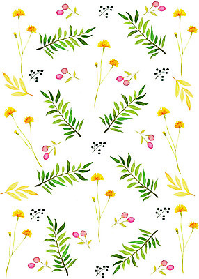 PSD 식물 꽃 잎 패턴 일러스트 붓터치 수채화 따뜻함 사람없음 컬러풀 화려 감성 플라워패턴 국내일러스트 컬러 컨셉 무늬 파일형식