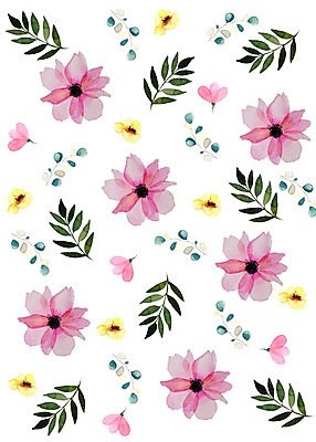 PSD 식물 꽃 잎 패턴 일러스트 붓터치 수채화 따뜻함 사람없음 컬러풀 화려 감성 플라워패턴 국내일러스트 컬러 컨셉 무늬 파일형식