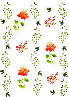 PSD 식물 꽃 잎 패턴 일러스트 붓터치 수채화 따뜻함 사람없음 컬러풀 화려 감성 플라워패턴 국내일러스트 컬러 컨셉 무늬 파일형식