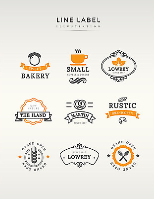 도형 영어 커피 포크 라인일러스트 일러스트 디저트 프레임 사람없음 세트 라벨 숟가락 주황색 베이글 국내일러스트 AI파일 문자 식기 음료 음식 빵 컬러 수저 파일형식 벡터