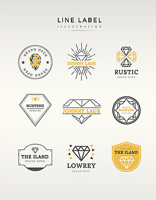 도형 영어 라인일러스트 일러스트 프레임 사람없음 세트 노란색 라벨 보석 다이아몬드 국내일러스트 AI파일 문자 컬러 광석 파일형식 벡터