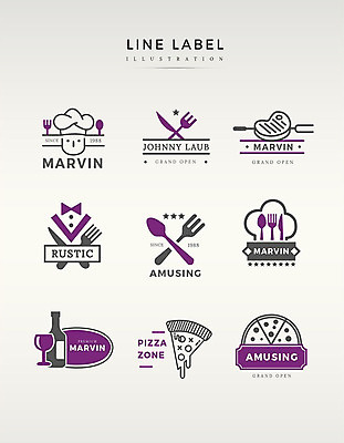 도형 영어 포크 와인잔 라인일러스트 일러스트 프레임 피자 육류 사람없음 세트 라벨 와인 숟가락 보라색 요리사 나이프 국내일러스트 AI파일 직업 문자 식기 컬러 술잔 식재료 주류 패스트푸드 서양음식 수저 칼 파일형식 벡터