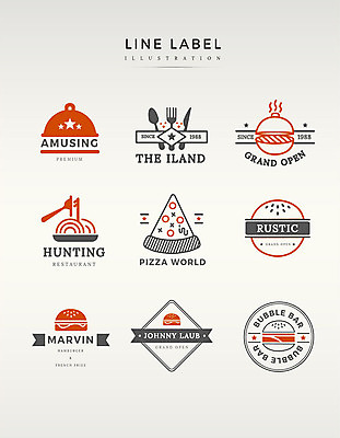 도형 영어 포크 라인일러스트 일러스트 프레임 피자 파스타 사람없음 세트 라벨 숟가락 주황색 햄버거 나이프 그릴 국내일러스트 AI파일 문자 식기 컬러 주방용품 패스트푸드 서양음식 수저 칼 파일형식 벡터