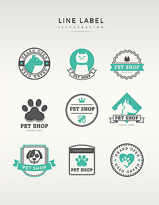 도형 영어 라인일러스트 일러스트 프레임 사람없음 세트 라벨 고양이 하트 강아지 개발바닥 민트색 애완동물가게 국내일러스트 AI파일 모양 문자 컬러 포유류 반려동물 상점 개 발바닥 파일형식 벡터