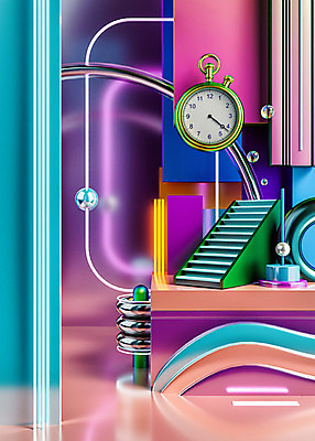 PSD 편집이미지 시계 백그라운드 재질 사람없음 컬러풀 3D소스 3D 계단 금속 원형 디지털합성 네온 이미지편집 편집3D 도형 컬러 파일형식