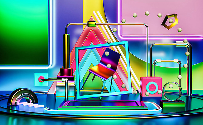 PSD 편집이미지 백그라운드 의자 재질 프레임 사람없음 컬러풀 반사 3D소스 3D 금속 원형 디지털합성 네온 이미지편집 편집3D 도형 컬러 가구 파일형식