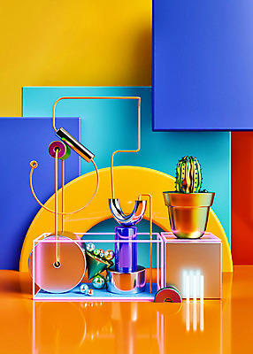 PSD 편집이미지 화분 백그라운드 재질 선인장 사람없음 컬러풀 반사 3D소스 3D 금속 사각형 원형 디지털합성 네온 이미지편집 편집3D 도형 식물 컬러 파일형식