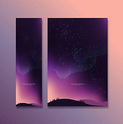 템플릿 배너 배너템플릿 포스터 별 세로배너 백그라운드 그래픽백그라운드 밤하늘 사람없음 그래픽 보라색 현수막 그라데이션 오로라 AI파일 자연요소 컬러 자연현상 하늘 세로 야간 파일형식 벡터