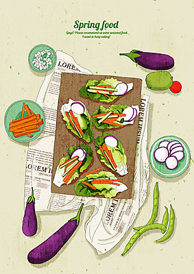 PSD 음식 일러스트 가지 양파 도마 요리 사람없음 초록색 하이앵글 봄 당근 초밥 신문 맛 완두콩 상큼 싱그러움 국내일러스트 계절 뷰포인트 컬러 컨셉 채소 주방용품 콩 뿌리채소 간행물 뉴스 일본음식 파일형식