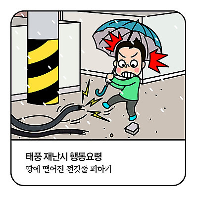 전신 남자 일러스트 우산 모션 거리 한명 사람 성인 놀람 전선 떨어짐 무서움 자연재해 걱정 태풍 요령 피하기 국내일러스트 AI파일 1 감정 컨셉 표정 재해 파일형식 벡터